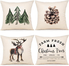 Weihnachten Kissenbezug Set Dekokissen Leinen Sofa 45x45cm