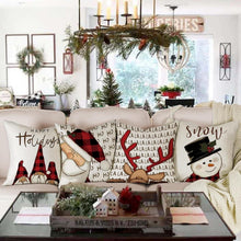 Weihnachten Kissenbezug 45x45 Leinen 4er Set Deko Sofa Couch