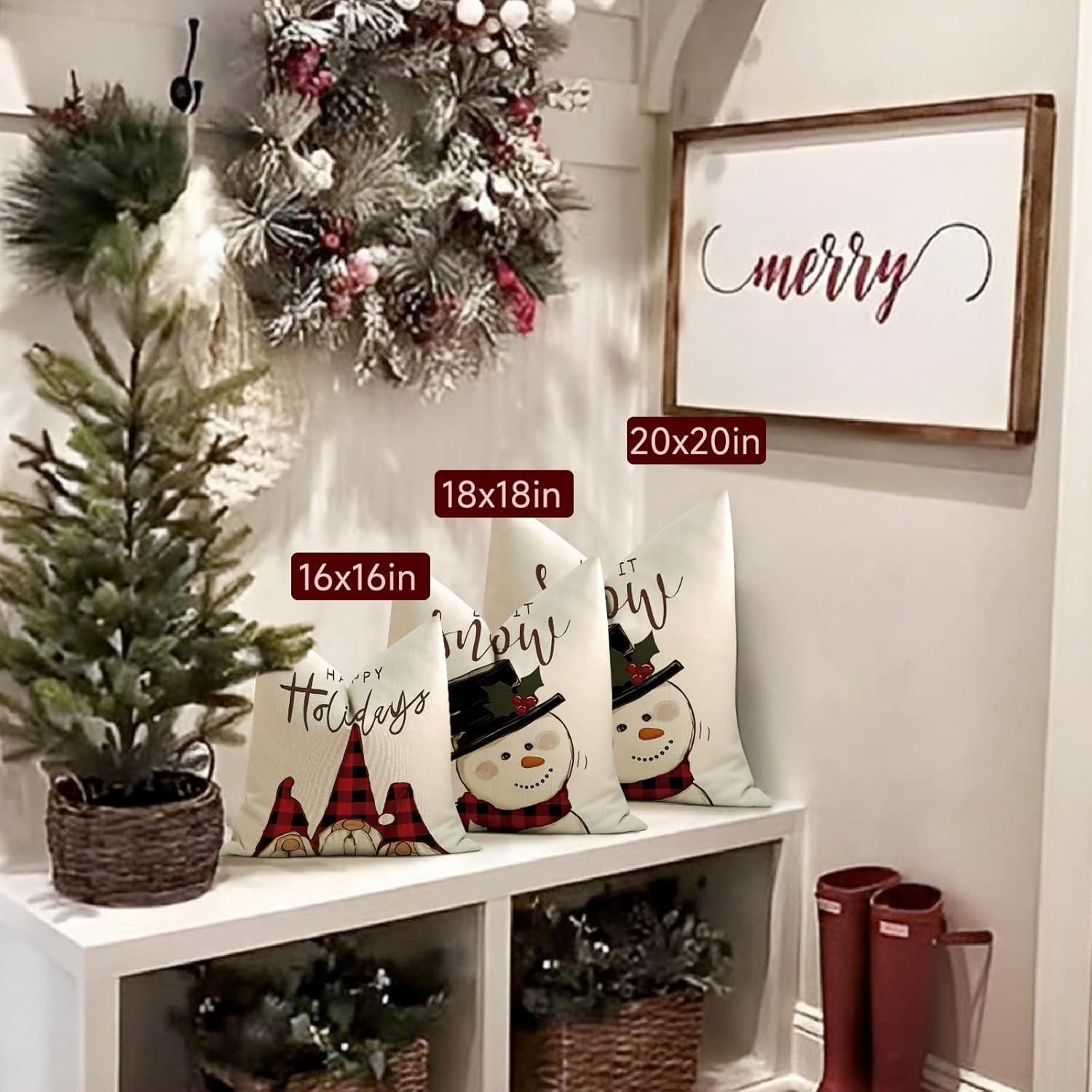 Weihnachten Kissenbezug Set Leinen Deko Sofa Schlafzimmer Couch 45x45