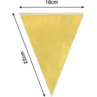 Goldene Wimpelkette 20m – 52 Dreiecke für Party & Hochzeit