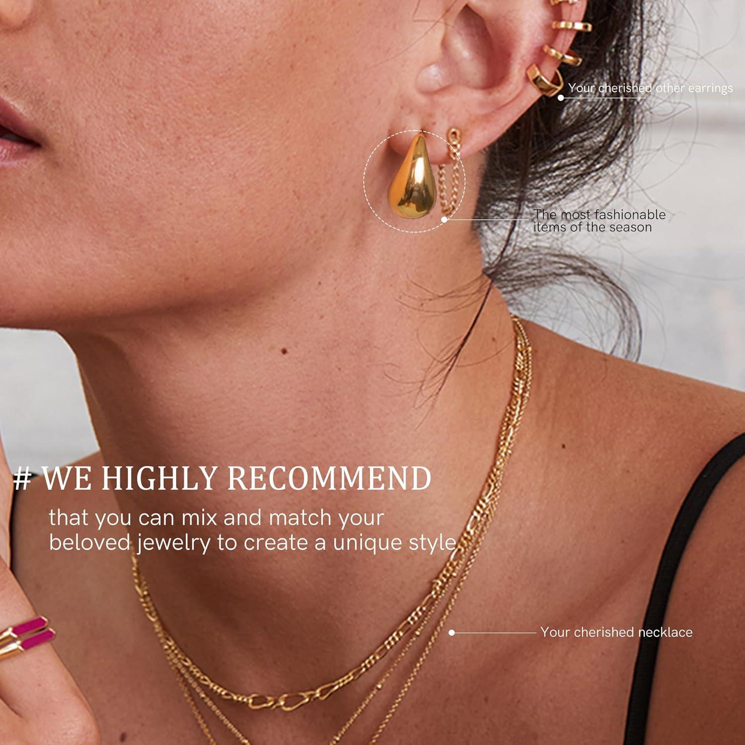 Chunky Goldene Ohrringe Damen 18K Vergoldet Hypoallergen