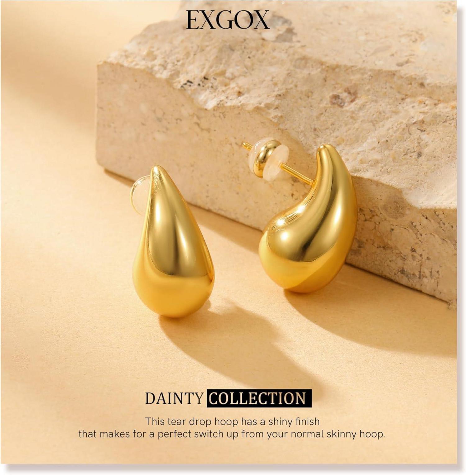 Chunky Goldene Ohrringe Damen 18K Hypoallergen Waterdrop 20mm
