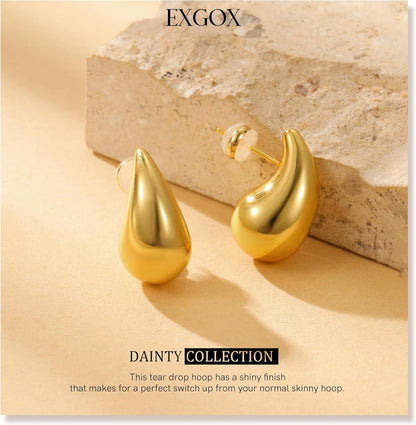 Chunky Goldene Ohrringe Damen 18K Hypoallergen Waterdrop 20mm
