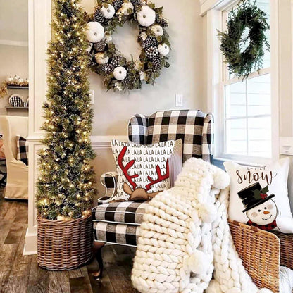 Kissenbezug Weihnachten 50x50 Leinen 4er Set Couch Sofa Schlafzimmer Deko