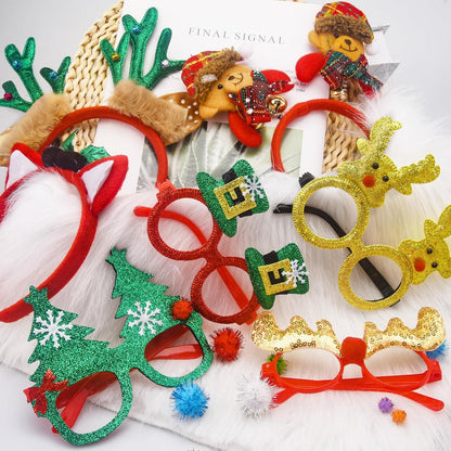 20 Stück Weihnachts Haarreifen und Brillen Set - Lustige Weihnachts Party Kostüm Accessoires