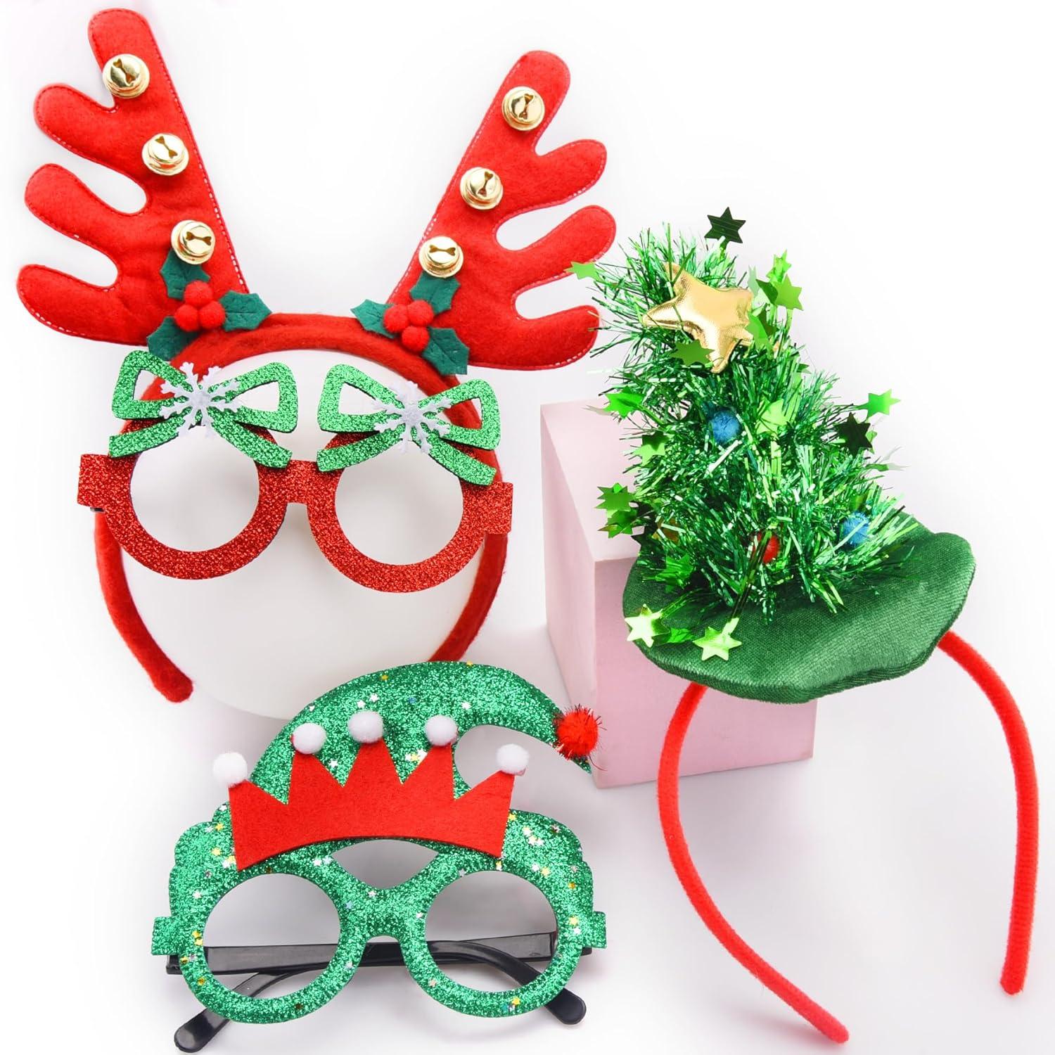 SIQUK 12 Stück Weihnachten Haarreifen und Brille Set