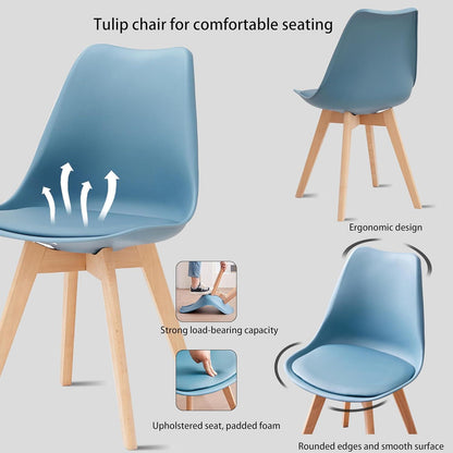 Esszimmerstuhl Set Blau (4er) – Massivholz & Abnehmbar