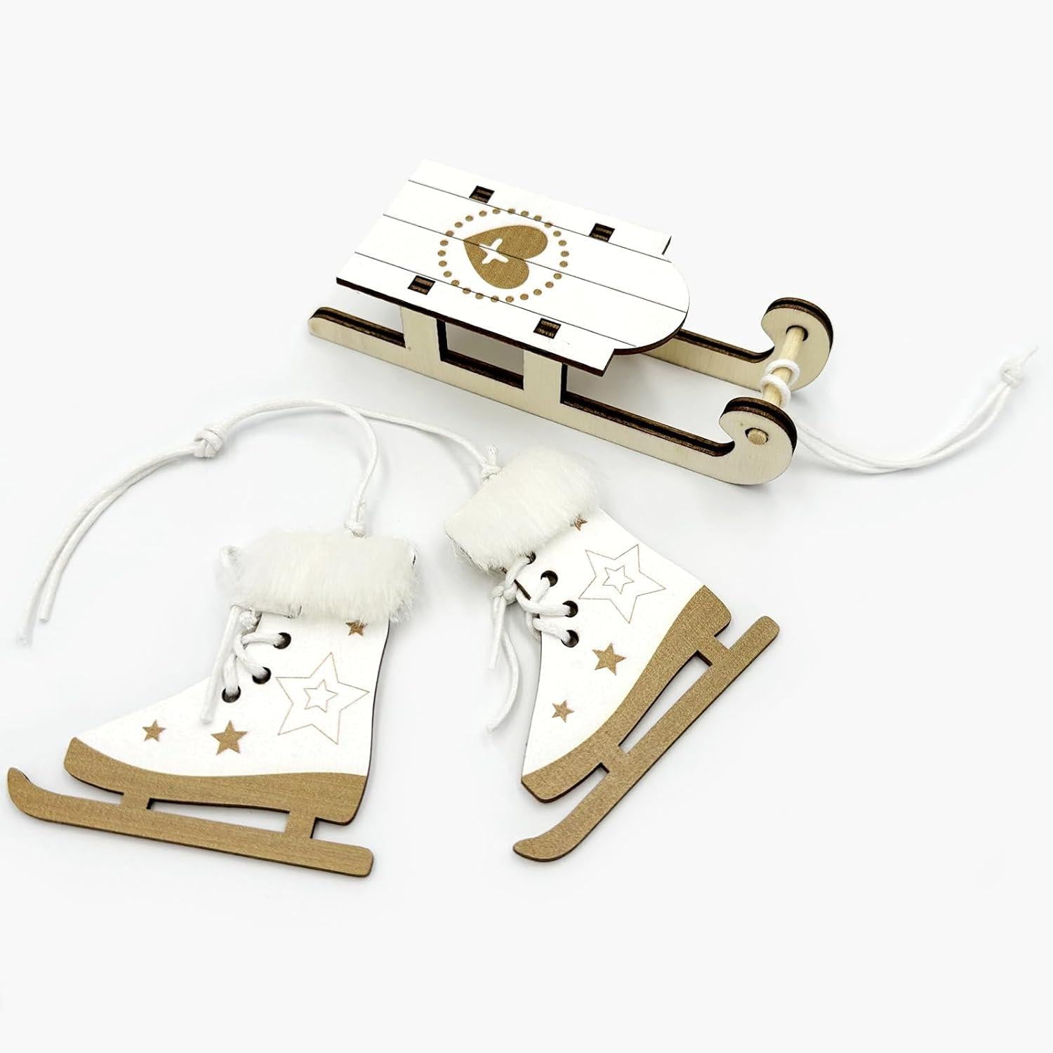 Christbaumschmuck Ski Set 6-teilig Holz Winterdeko