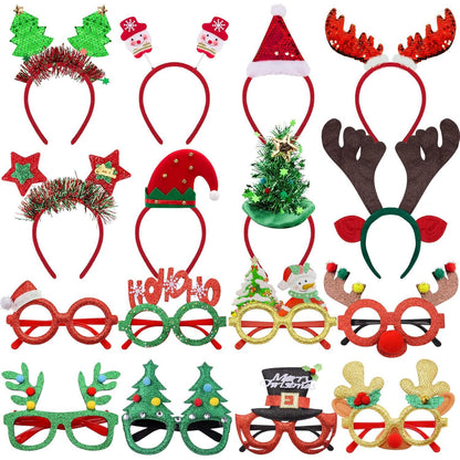 Weihnachts Haarreifen und Brillen Set 16-teilig