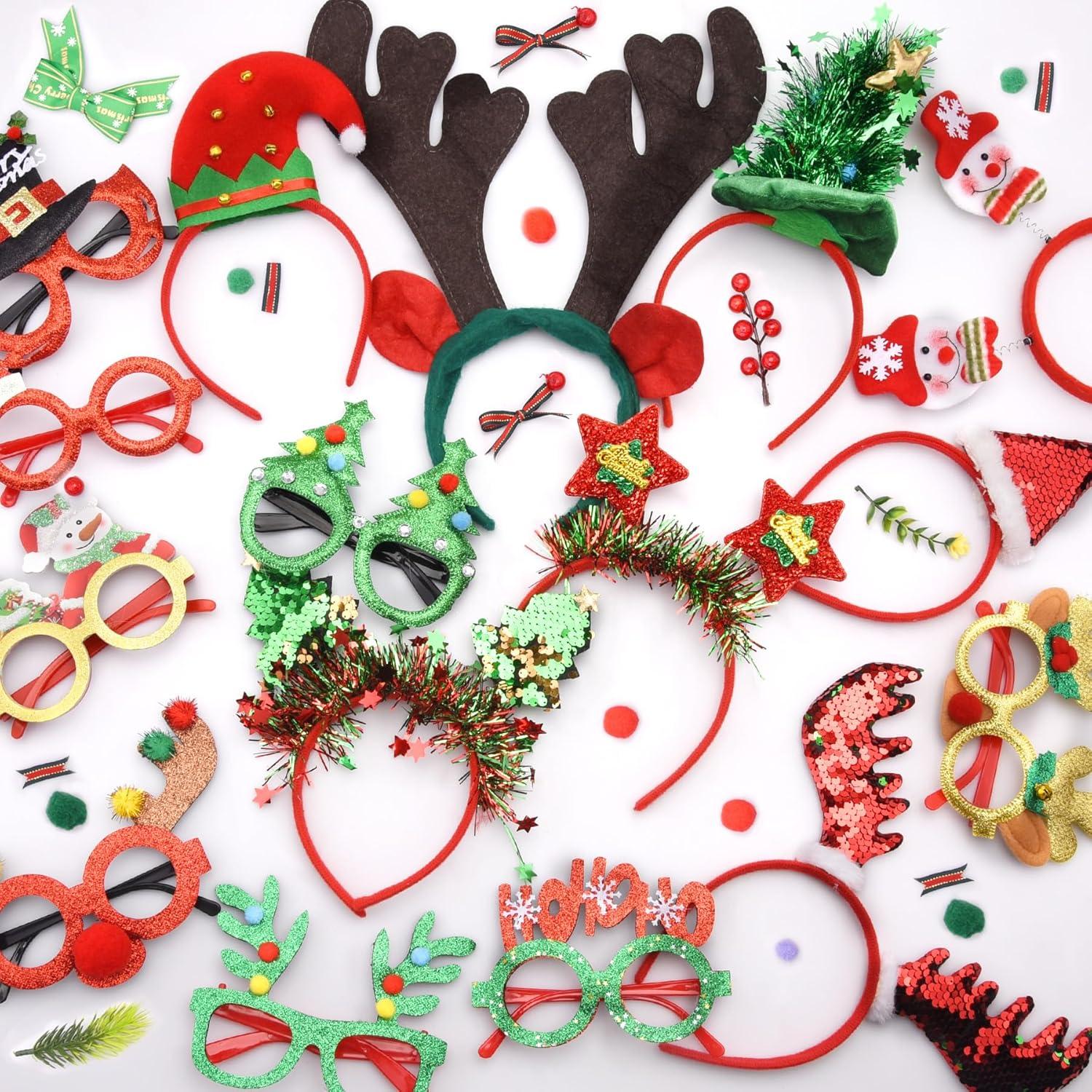 Weihnachten Haarreifen und Brillenrahmen - Set mit 16-teiliges