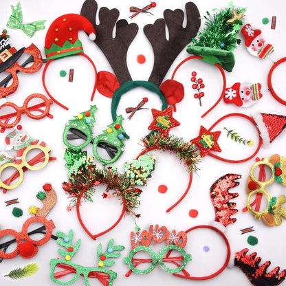 Weihnachten Haarreifen und Brillenrahmen - Set mit 16-teiliges