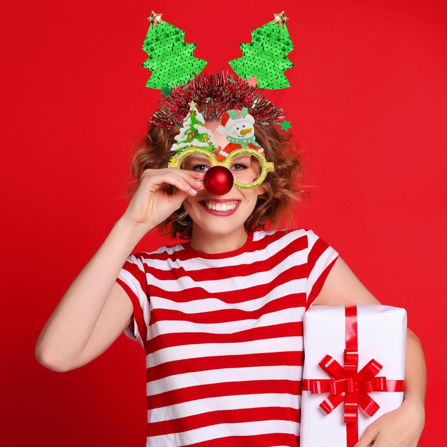 16-teiliges Weihnachts Stirnband und Brille Set für Party Kostüm