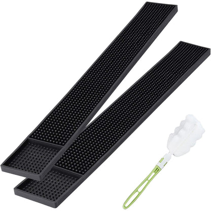 2 Set Längliche Barmatte Gummi 61x8cm Rutschfest Barzubehör