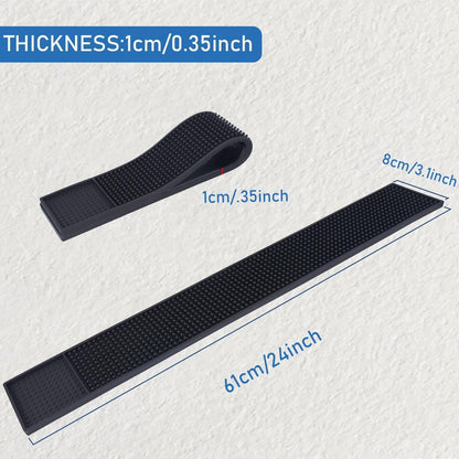 2 Set Längliche Barmatte Gummi 61x8cm Rutschfest Barzubehör