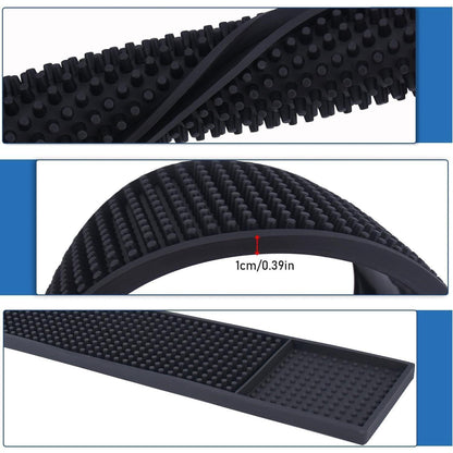 2 Set Längliche Barmatte Gummi 61x8cm Rutschfest Barzubehör