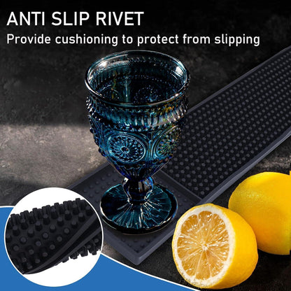 2 Set Längliche Barmatte Gummi 61x8cm Rutschfest Barzubehör