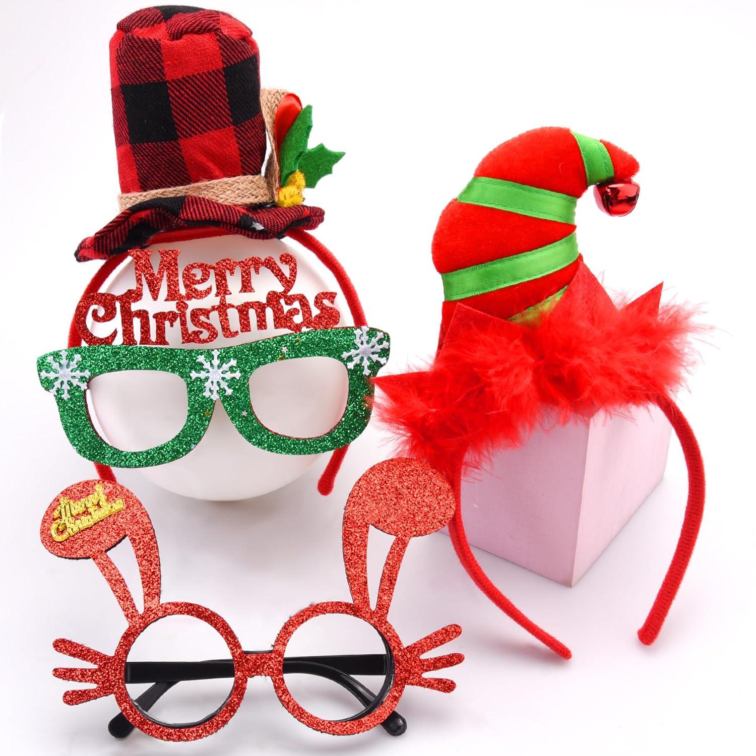 Weihnachten Haarreifen und Brillenrahmen Set für Party Kostüm