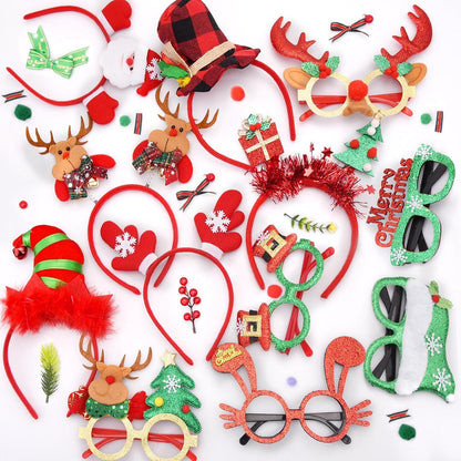 SIQUK Weihnachten Haarreifen Brillen Set Party Kostüm 12 Stück