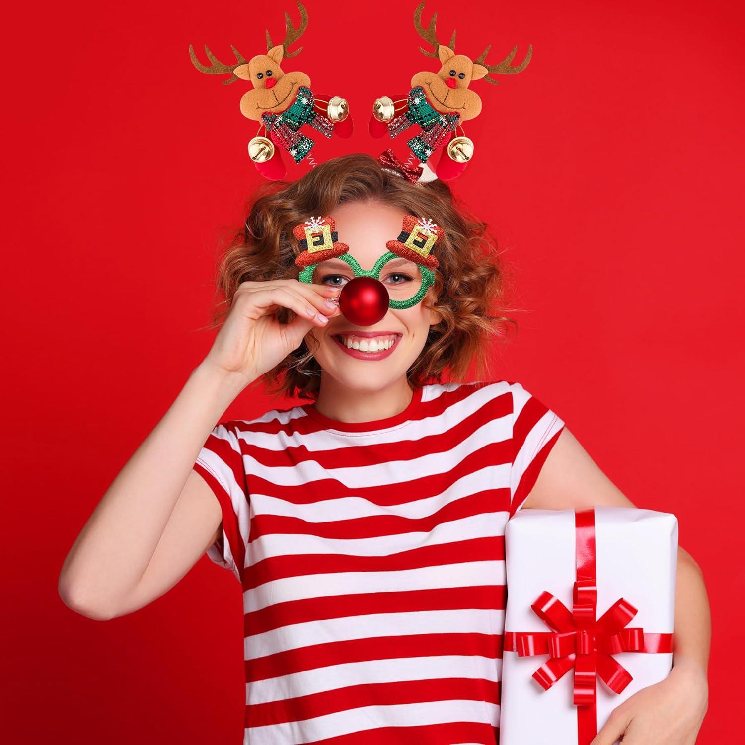 12er Set Weihnachten Haarreifen und Brillenrahmen für Party-Kostüm
