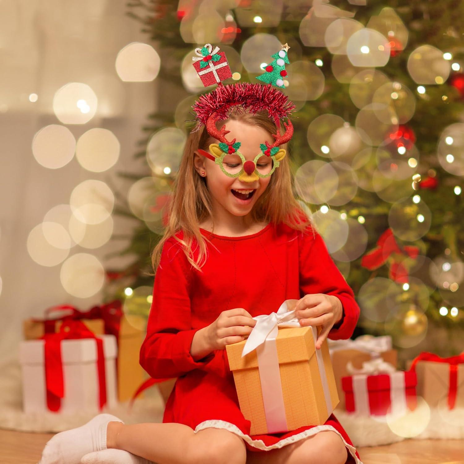 SIQUK Weihnachten Haarreifen Brillen Set Party Kostüm 12 Stück