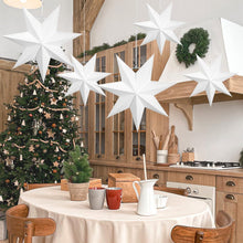 Faltsterne Weihnachten Set 5er - Weiße Papiersterne 7 Zacken