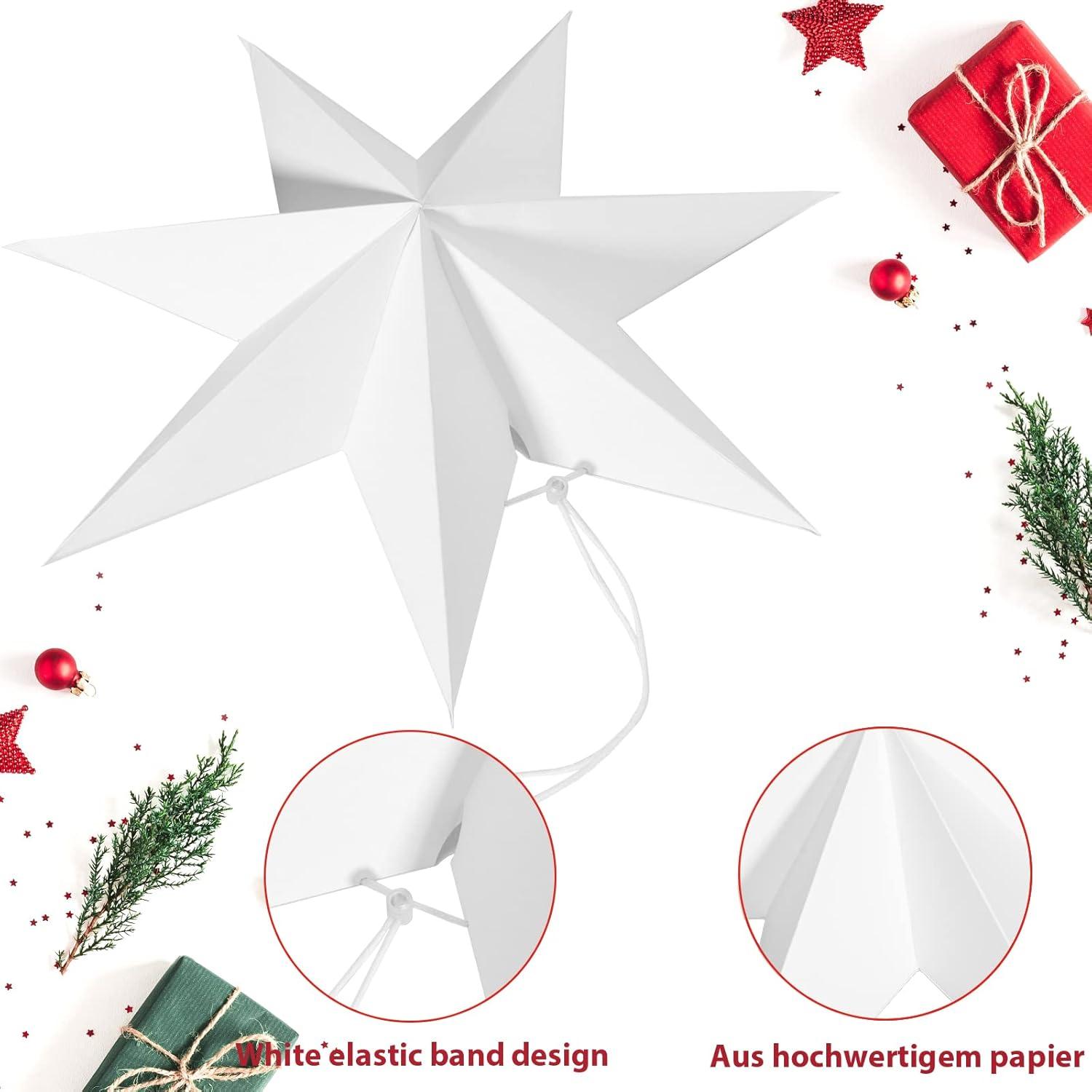 Faltsterne Weihnachten 5er Set 7 Zacken Weiß Papiersterne 2x25cm