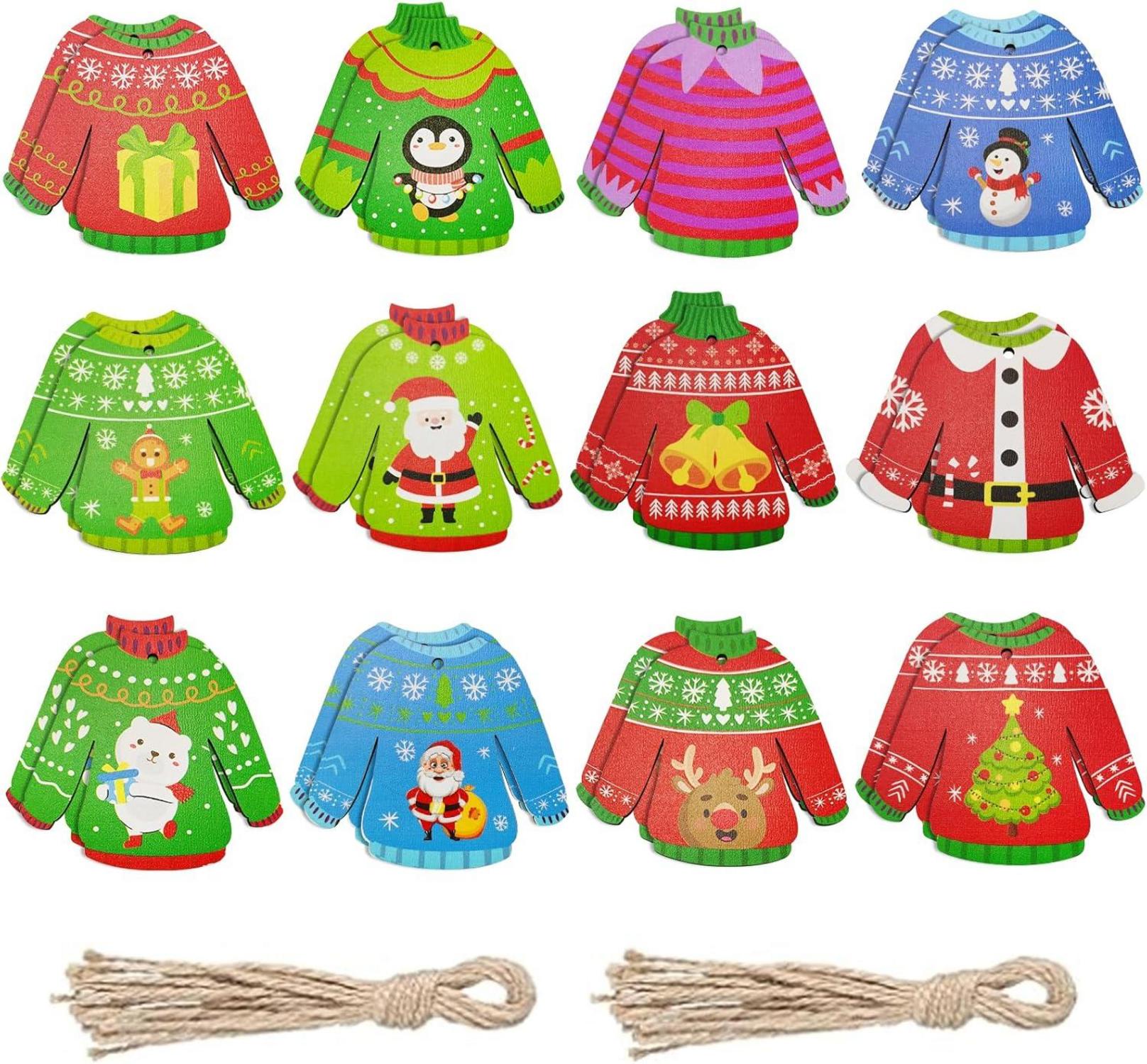 Holz Weihnachtspullover Anhänger Set 24 Stück DIY