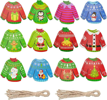 Holz Weihnachtspullover Anhänger Set 24 Stück DIY