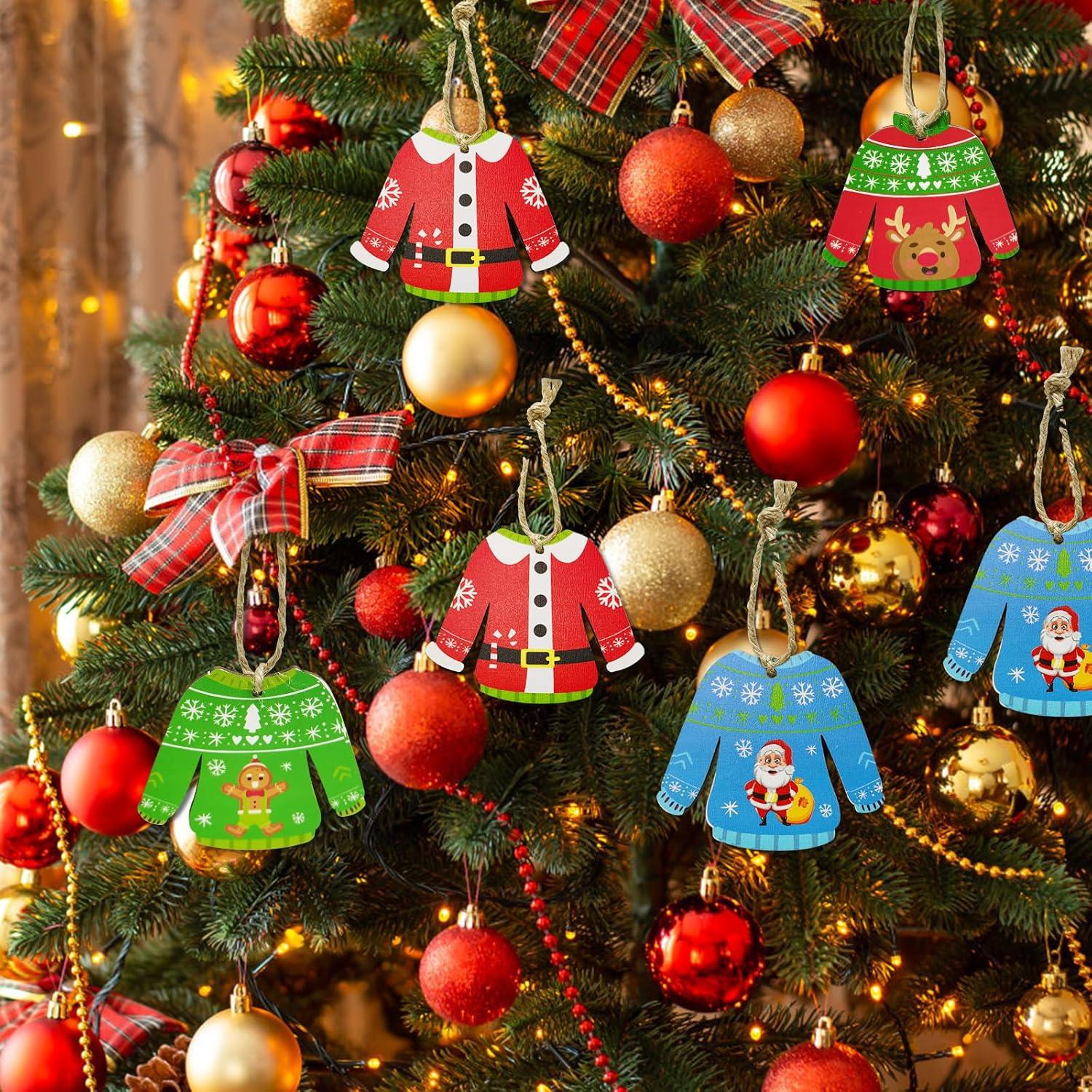 DIY Weihnachtspullover Holz Anhänger Set 24 Stück Weihnachtsdeko