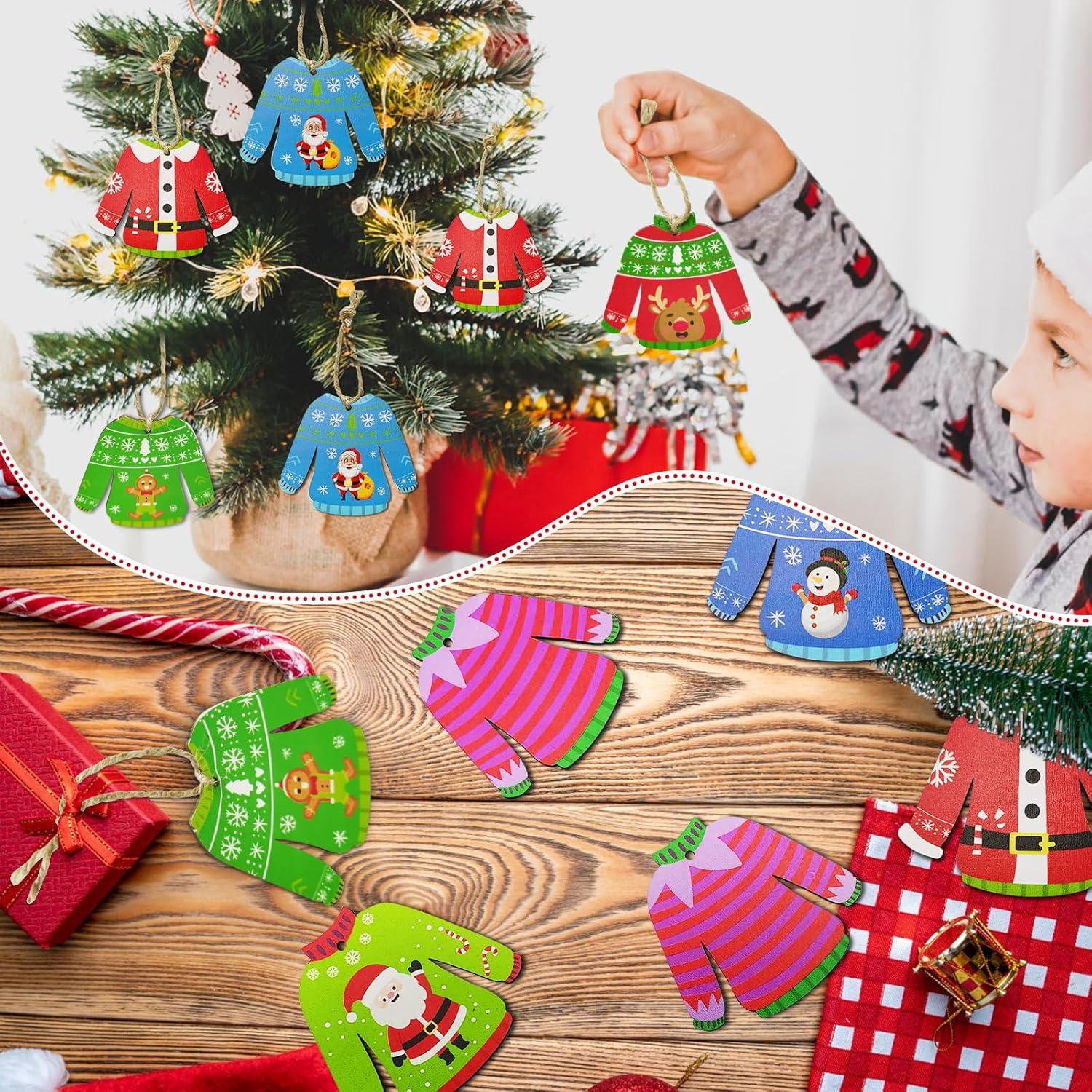 Weihnachtsbaumanhänger Holz Christbaum-Schmuck DIY Set 24 Stück