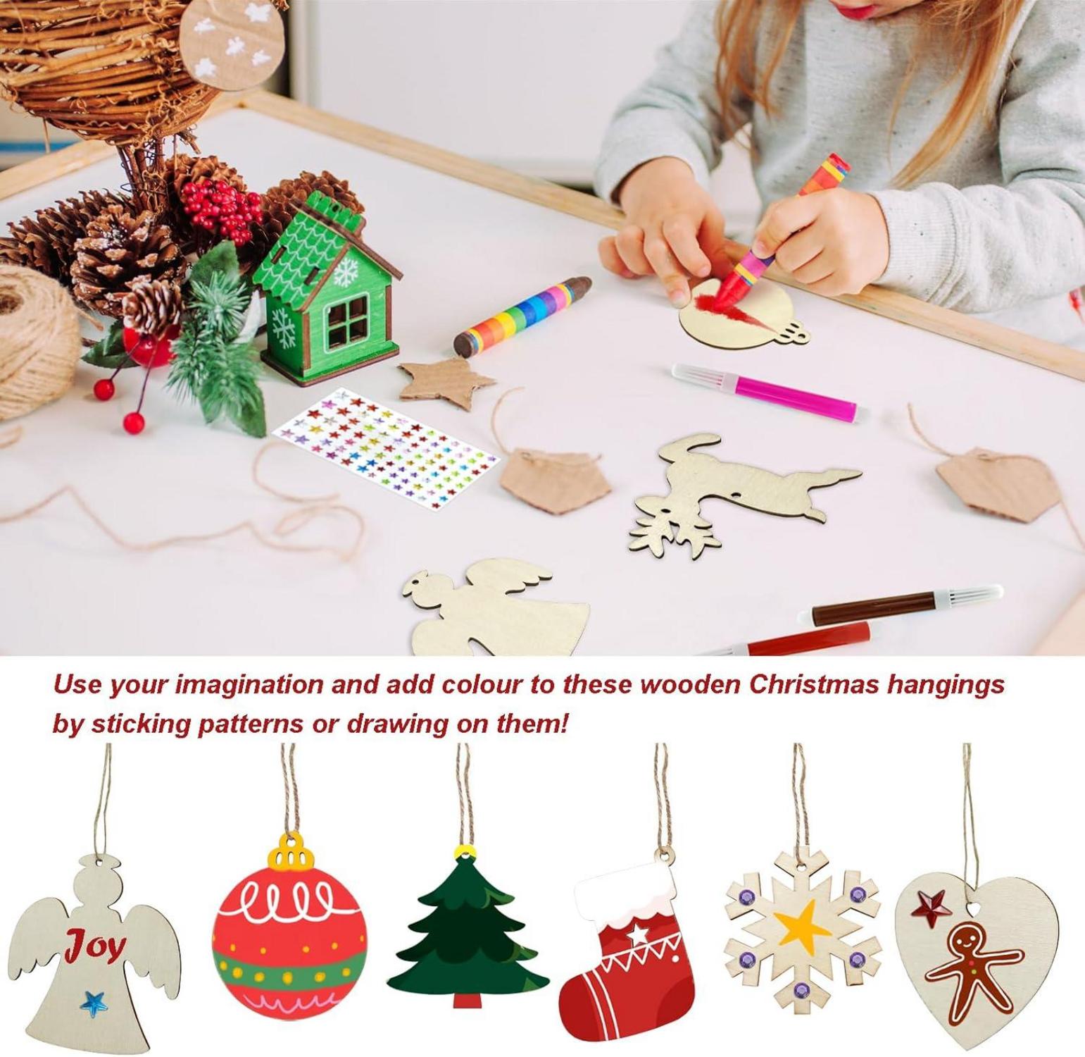 80 Hölzerne Weihnachtsbaum Anhänger zum Basteln