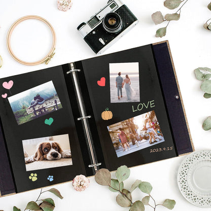 AIOR Fotoalbum Selbstklebend 60 Schwarze Seiten DIY Scrapbook Wedding Schwarz