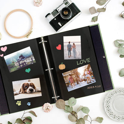 AIOR Fotoalbum Selbstklebend Scrapbook Schwarze Seiten Hochzeit DIY