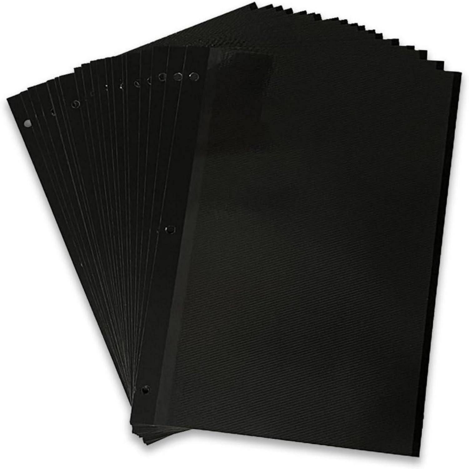 30er Pack Selbstklebende Nachfüllseiten für Leinen Fotoalben Schwarz