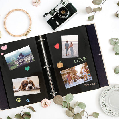 30er Pack Selbstklebende Nachfüllseiten für Leinen Fotoalben Schwarz