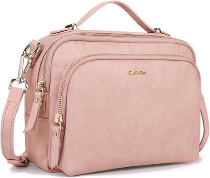 Kleine Umhängetasche Damen Leder Crossbody Rosa