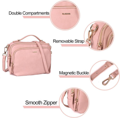 Umhängetasche Damen Klein Rosa Leder Crossbody Handtasche Frauen Geschenk