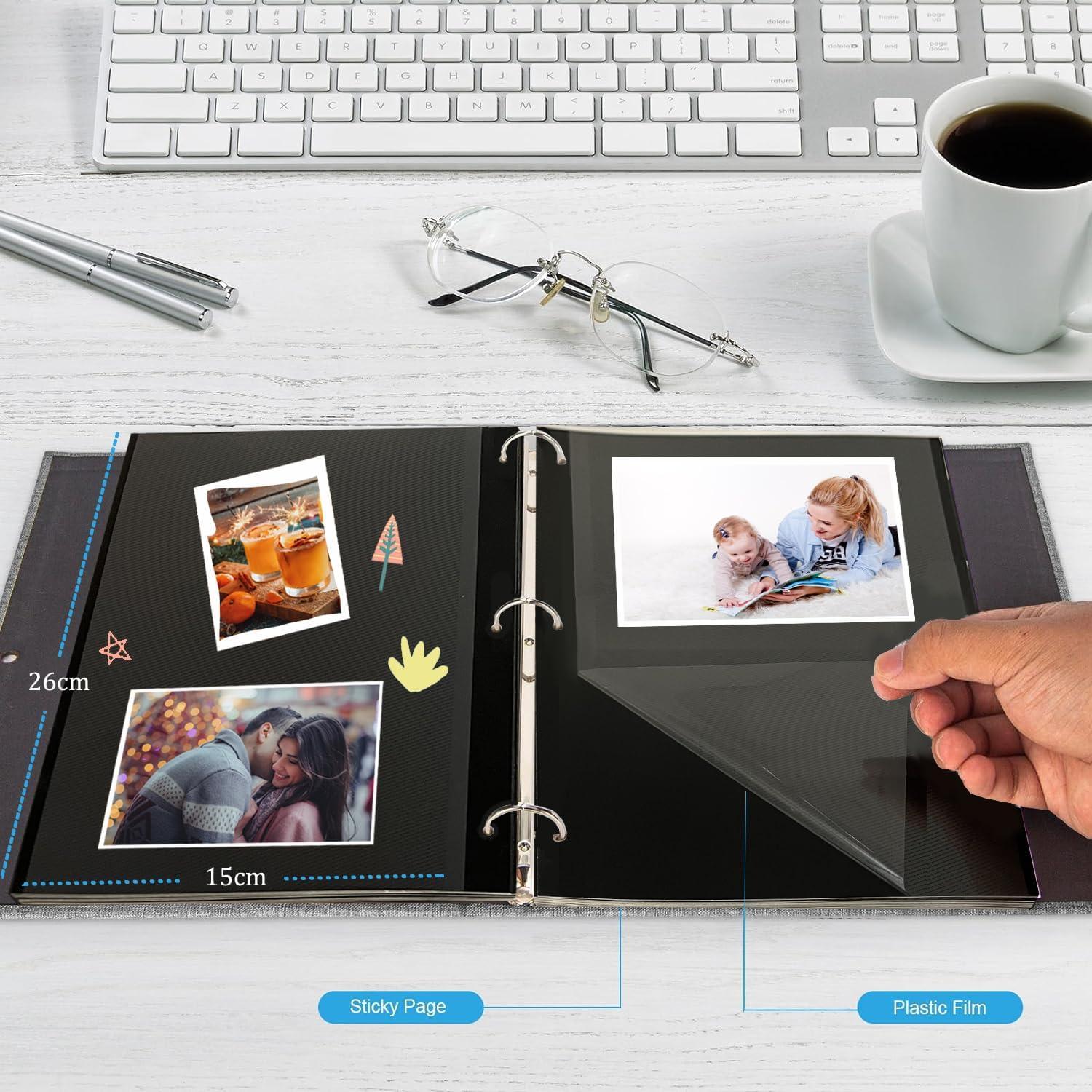 AIOR Selbstklebendes Fotoalbum mit Leineneinband, Scrapbook