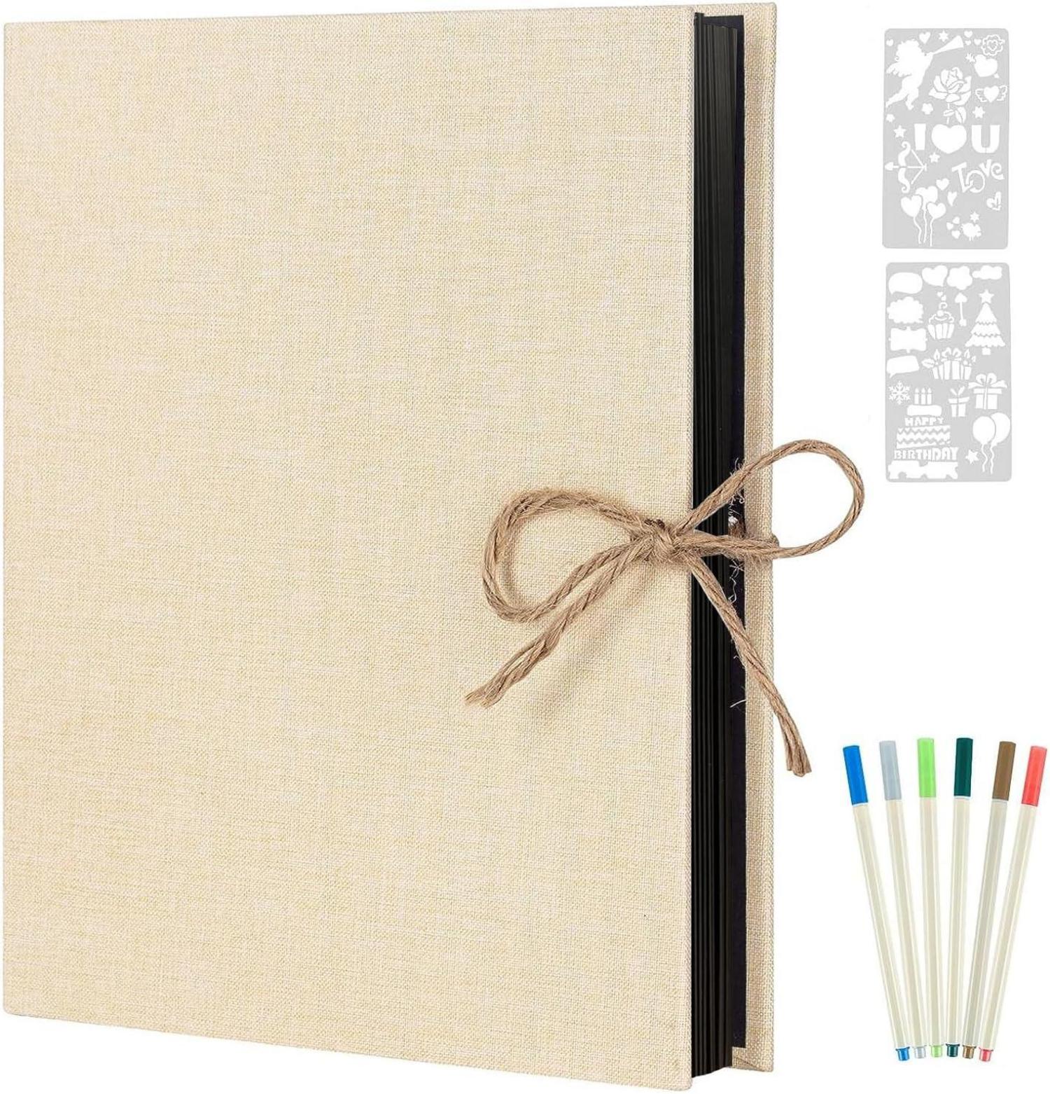 Selbstklebendes Fotoalbum Scrapbook 60 Schwarze Seiten Retro Weiss