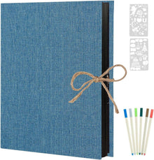 Selbstklebendes Fotoalbum Leinen Scrapbook 60 Seiten Blau