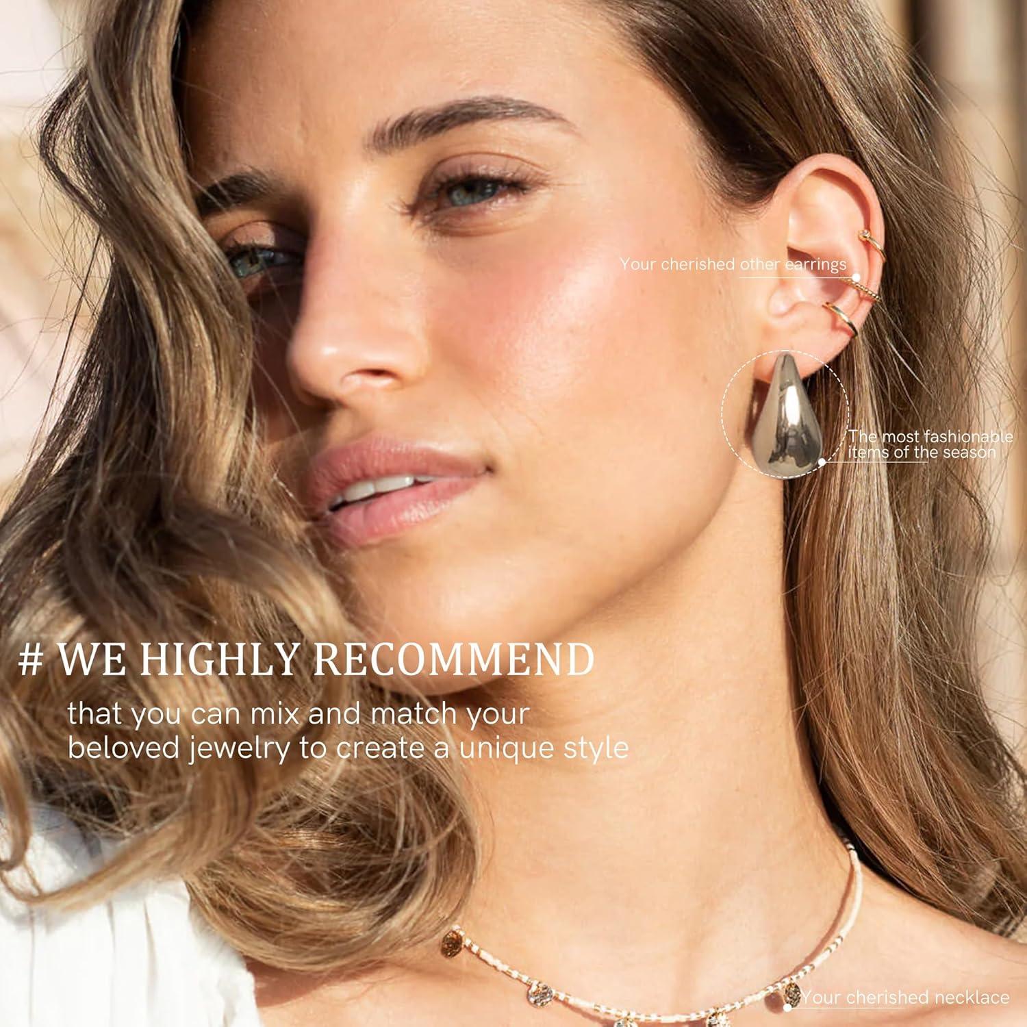 Goldene Chunky Creolen Ohrringe Damen 18K Vergoldet