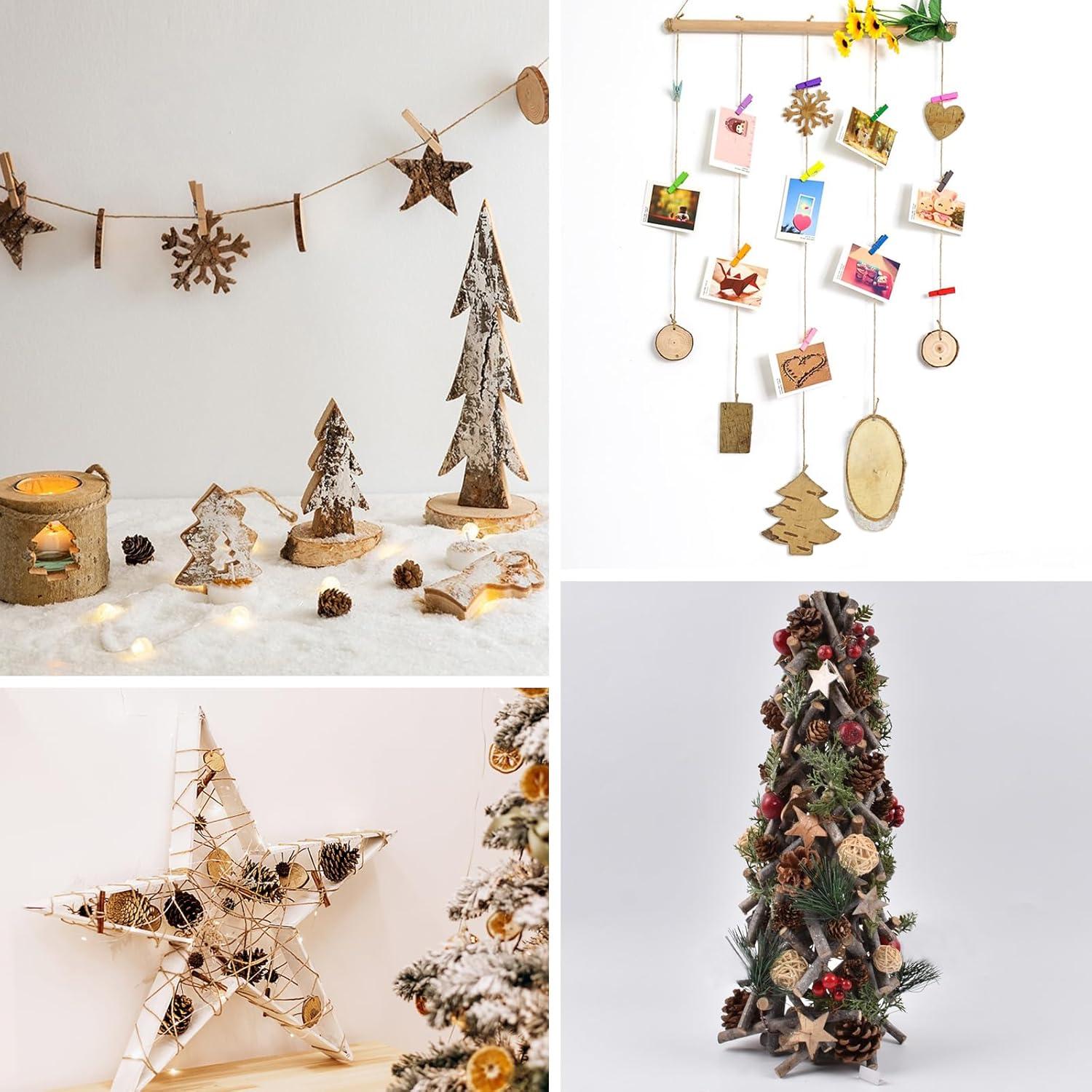 73-teiliges Adventskranz Deko Set Weihnachten Holzstücke Sterne