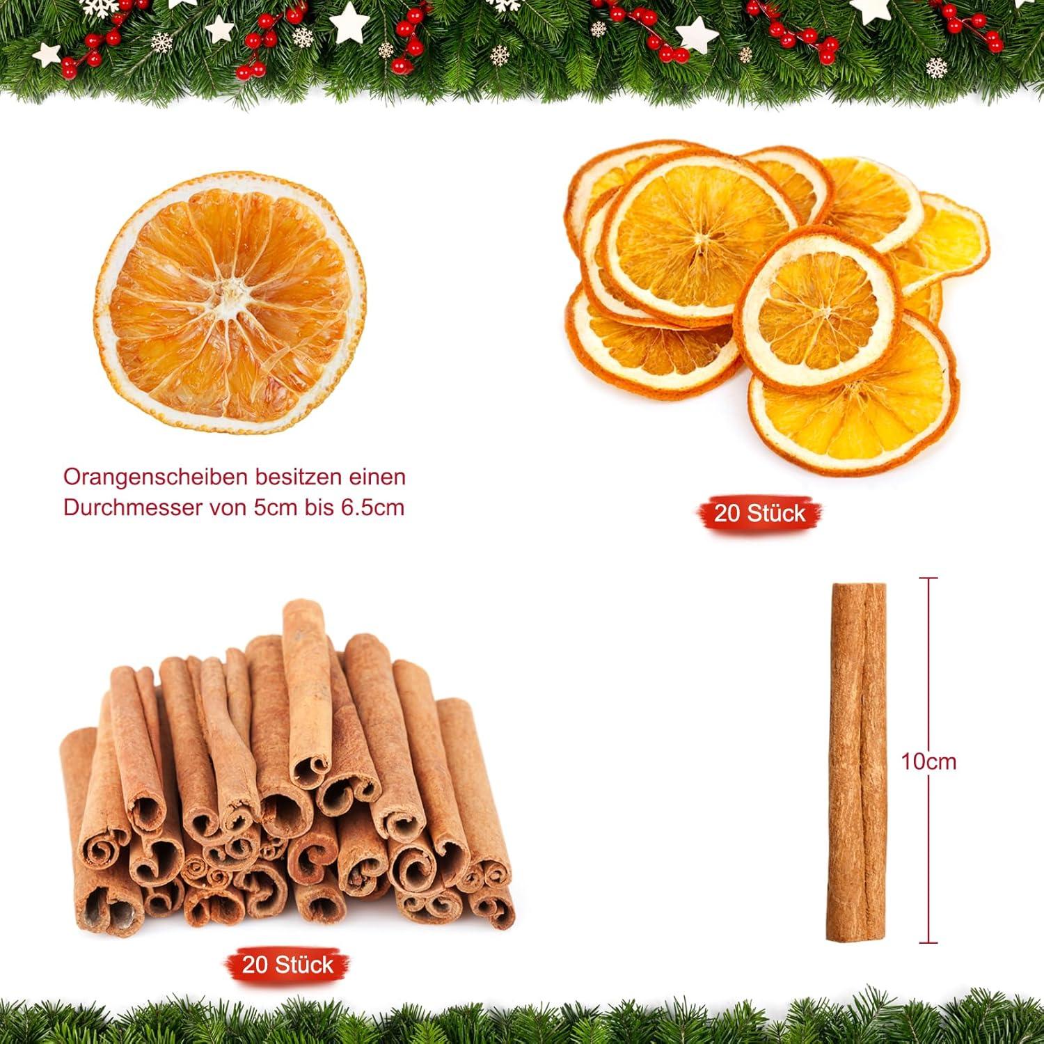 Weihnachtskranz Deko aus Orangenscheiben und Zimtstangen