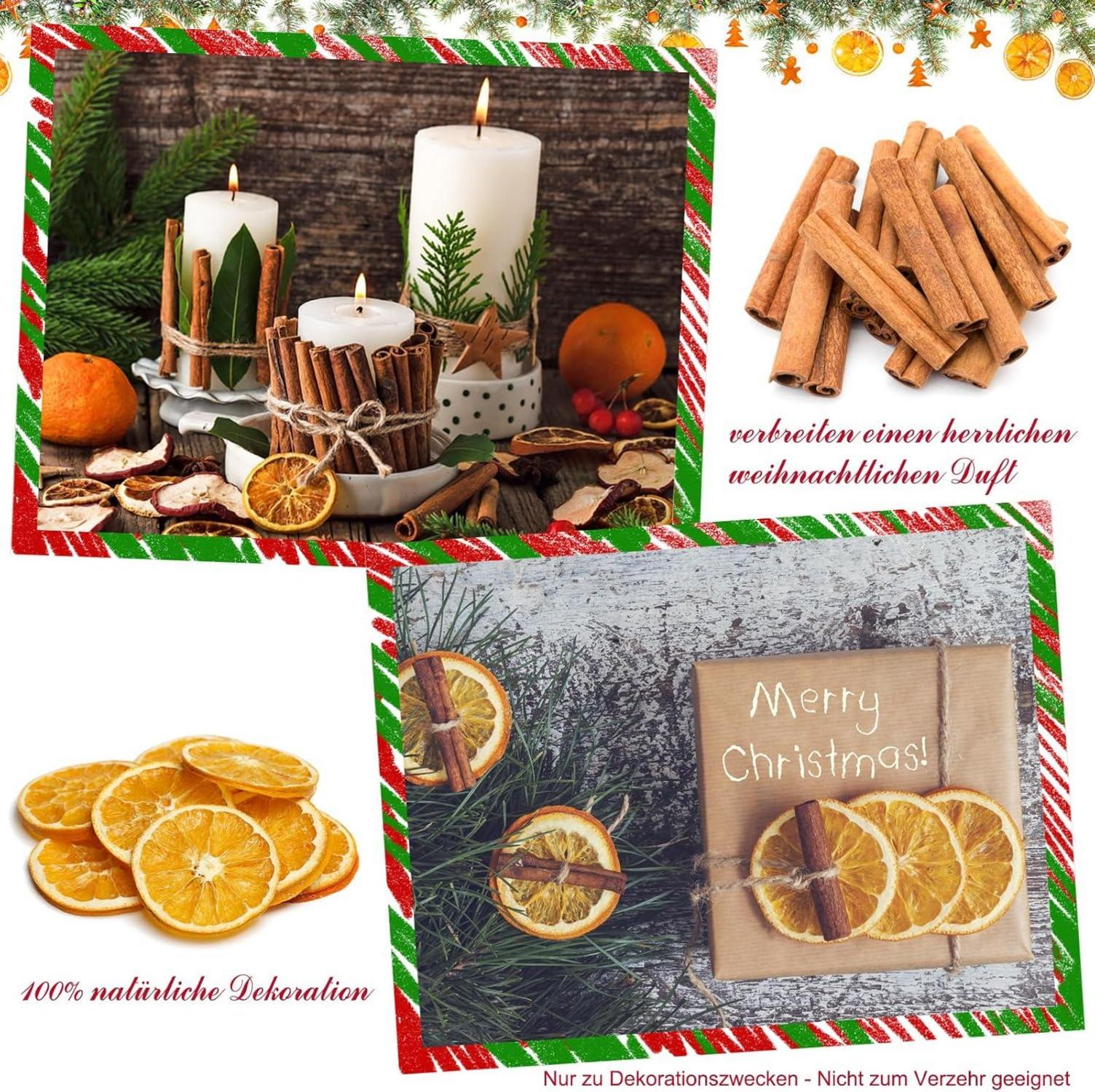 Weihnachtskranz Deko mit Getrockneten Orangenscheiben und Zimtstangen