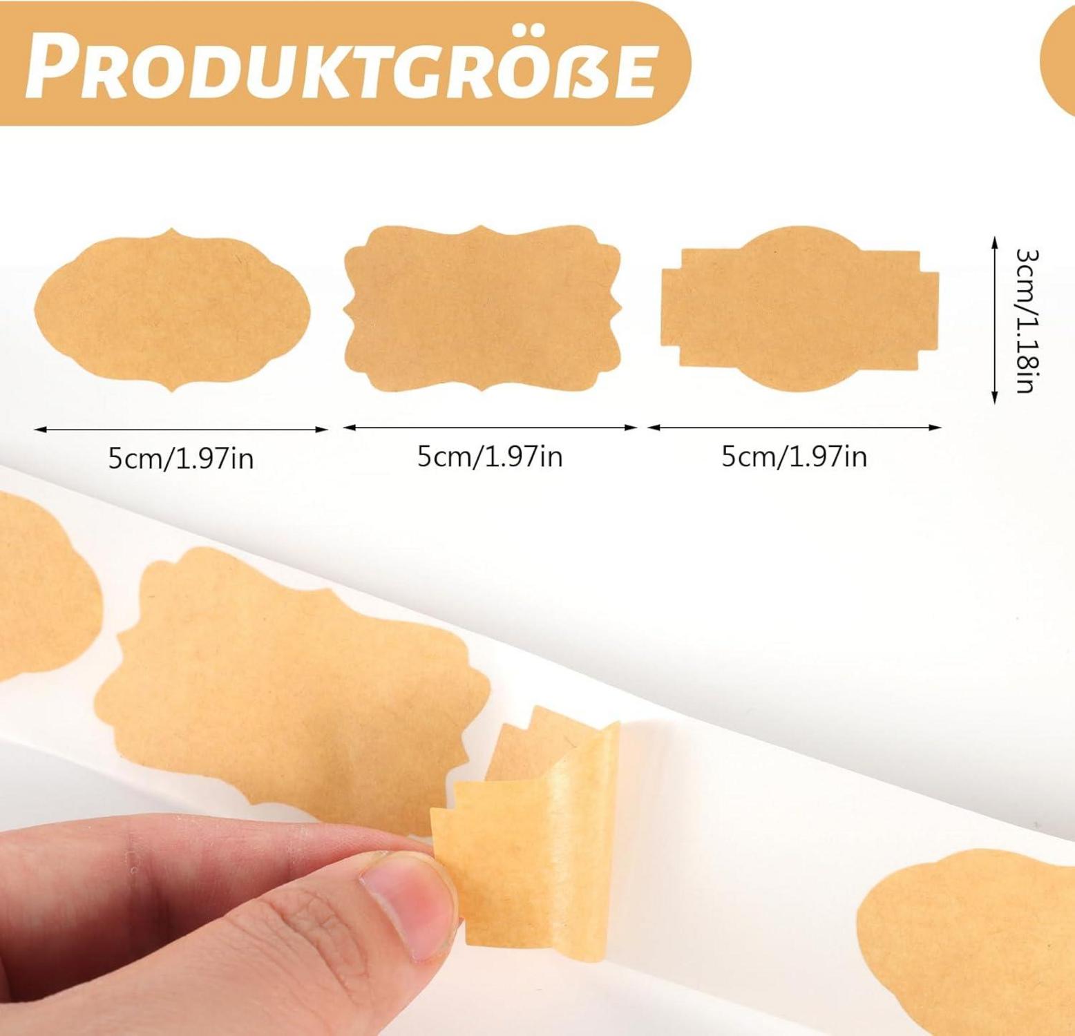 1000 Stück Selbstklebende Marmeladenetiketten Beschriftbar Kraftpapier