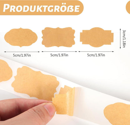 1000 Stück Selbstklebende Marmeladenetiketten Beschriftbar Kraftpapier