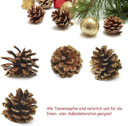 30 Stück goldfarbene Tannenzapfen 3-4cm Weihnachtsdeko Set