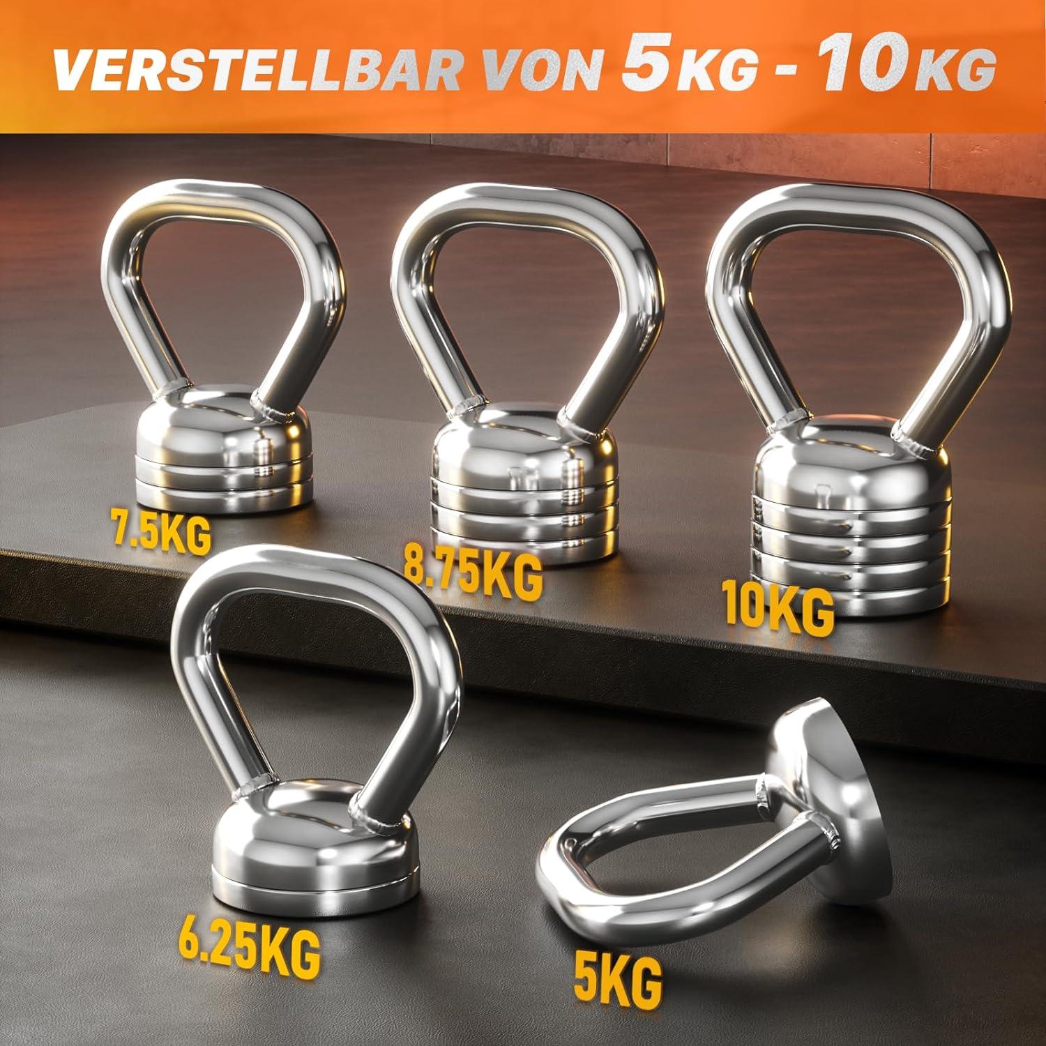 Verstellbare Stahl Kettlebell für Krafttraining Fitness Hause - 10kg