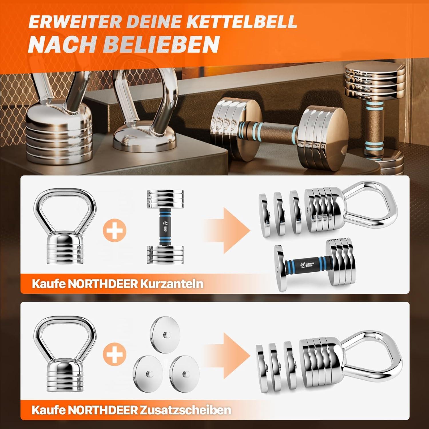 Verstellbare Stahl Kettlebell 5 kg / 10 kg - Einstellbare Kugelhantel