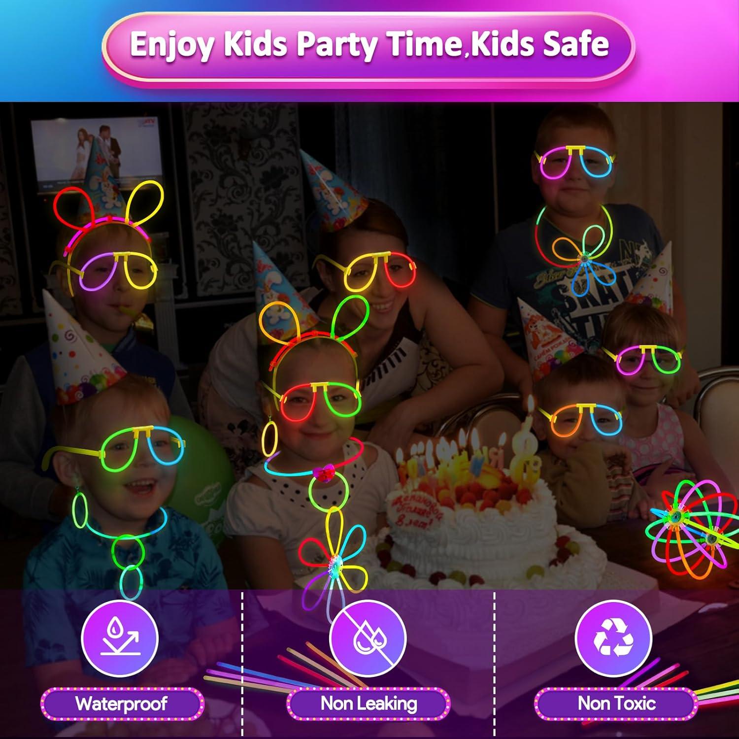 326er Neon Knicklichter Party Set mit 150 Leuchtstäben & 176 Verbinder